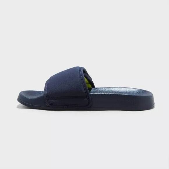 Unisex Kris Sport Slide Sandals Navy Blue Hook Loop Strap Cat & Jack Size L 4/5 - Picture 2 of 4